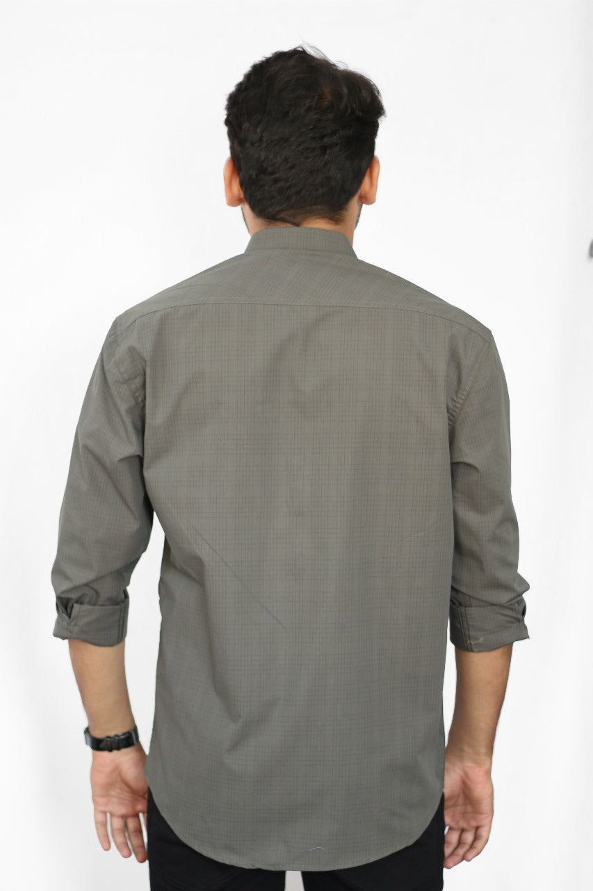 Men's Stripe Shirt - Dark Olive Green