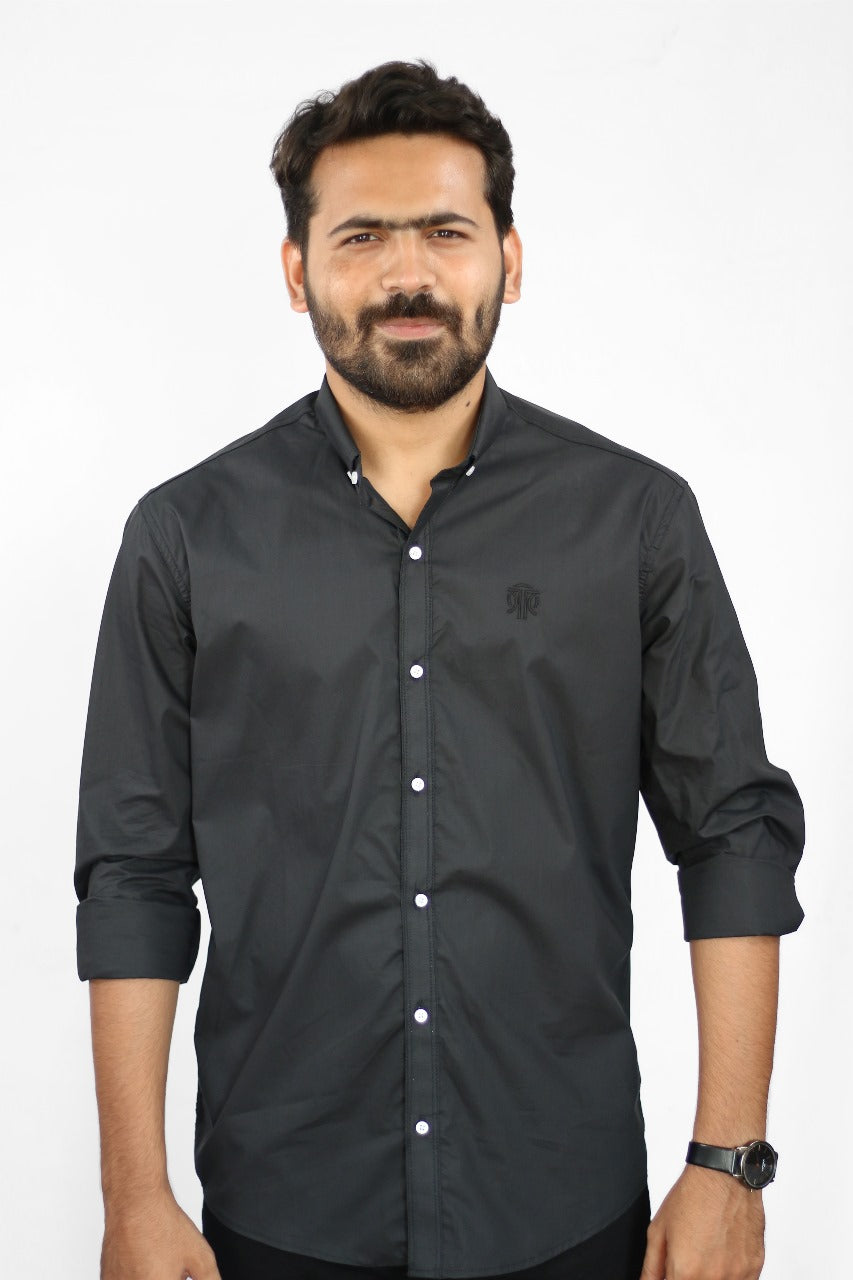 Men's Plain Shirt -  Black