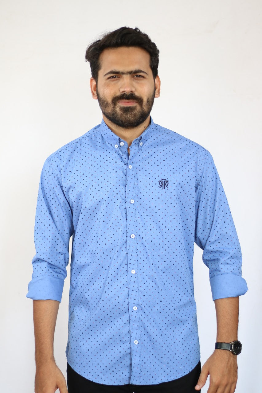 Men's Dotted Shirt -  Light Blue