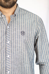 Men's Stripe Shirt -  Grey & Light Yellow