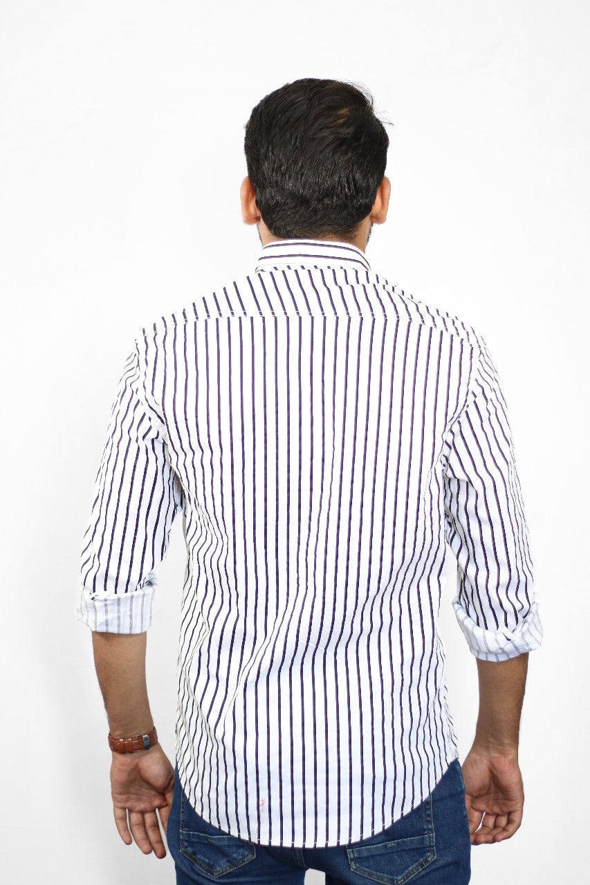 Men's Stripe Shirt - White & Black