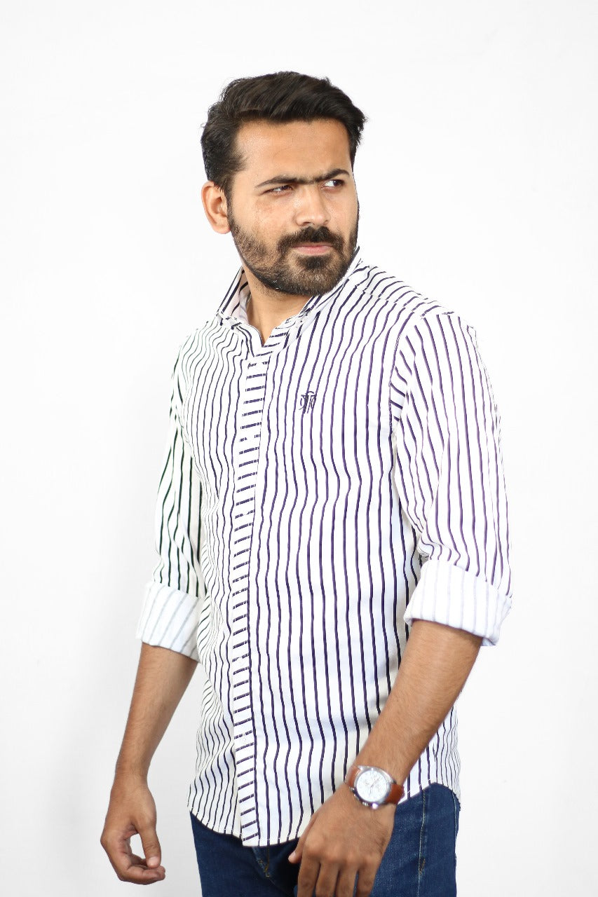 Men's Stripe Shirt - White & Black