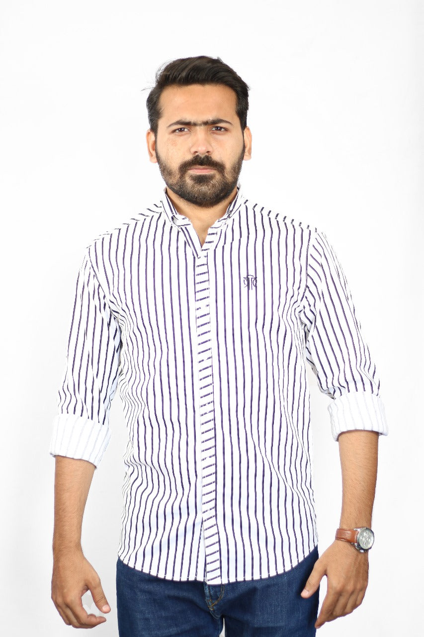 Men's Stripe Shirt - White & Black