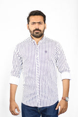 Men's Stripe Shirt - White & Black