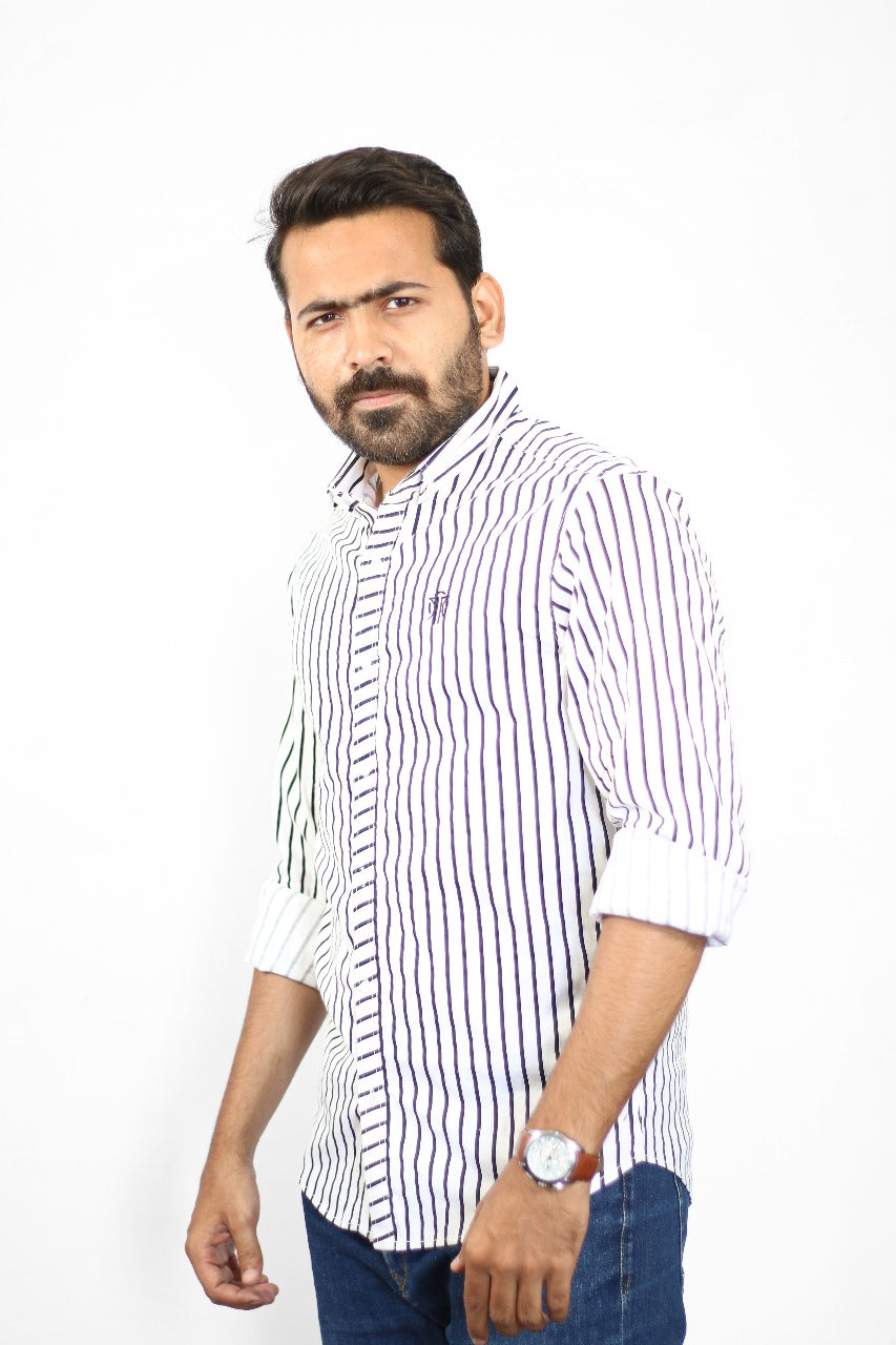 Men's Stripe Shirt - White & Black