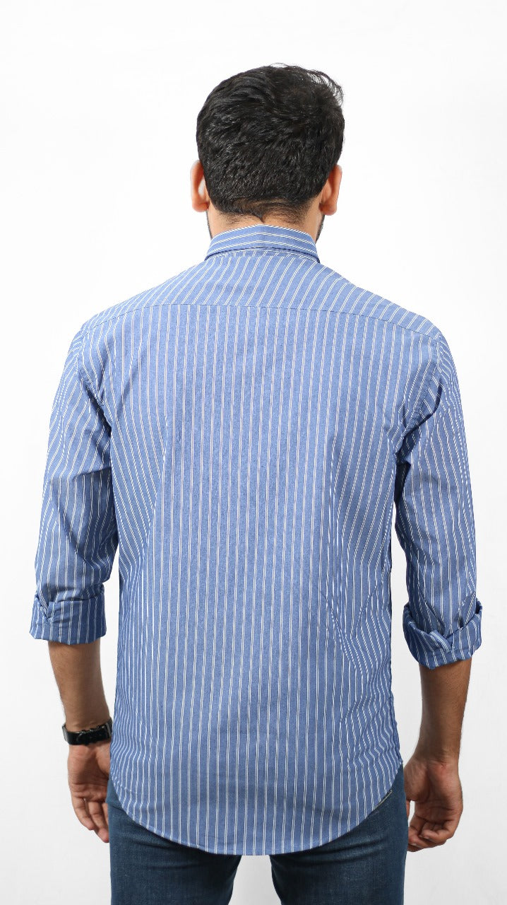 Men's Stripe Shirt -  Blue & White