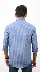 Men's Stripe Shirt -  Blue & White