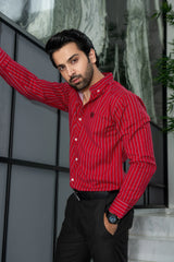 Men's Stripe Shirt - Red & White